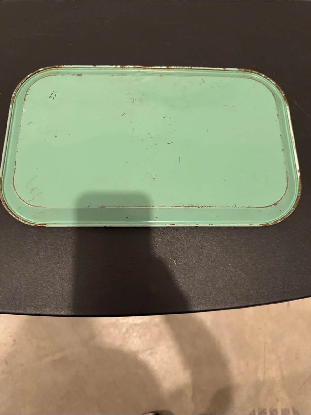 Vintage Floral Metal Tray in Mint Green